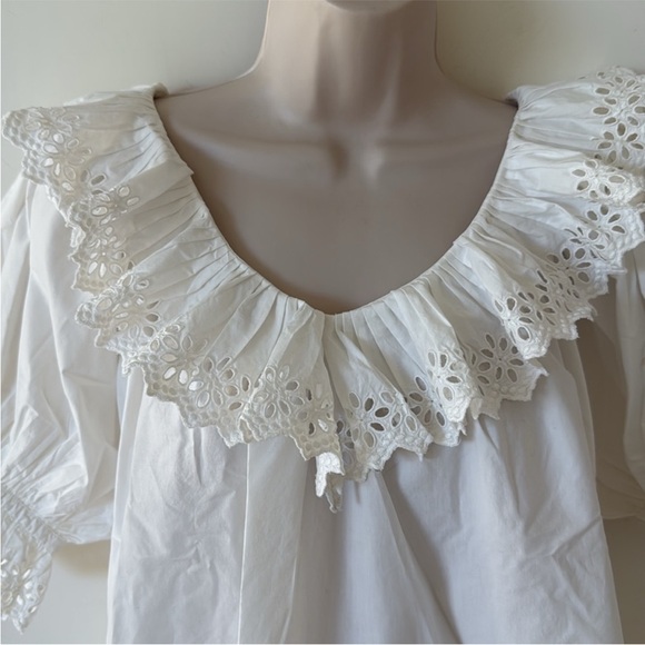 Doen Samara Off White Eyelet Ruffle Blouse S - Picture 3 of 9